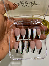 Load image into Gallery viewer, Black and White French tips w/ bling