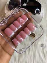 Load image into Gallery viewer, Pink and White French w/ a heart nail art