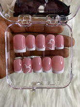 Load image into Gallery viewer, Pink and White French w/ a heart nail art