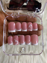 Load image into Gallery viewer, Pink and White French w/ a heart nail art
