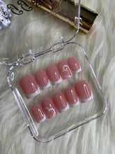 Load image into Gallery viewer, Pink and White French w/ a heart nail art