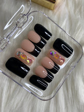 Load image into Gallery viewer, Black French tips with Bling