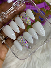Load image into Gallery viewer, Milky White with Crystals-Press ons